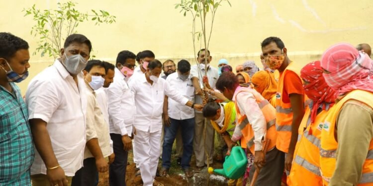 హరితహారంలో బాగంగా వెయ్యి మొక్కలను నాటిన కార్పొరేటర్ పన్నాల దేవేందర్ రెడ్డి